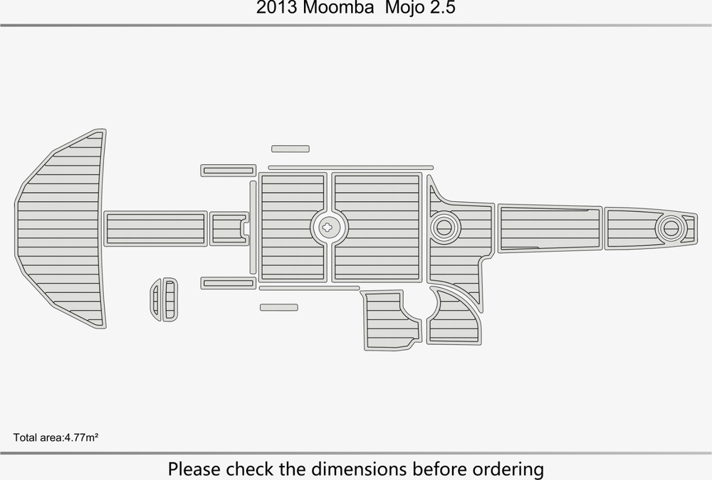 2013 Moomba Mojo 2.5 Cockpit & swim platform 1/4” 6mm EVA Foam teak floor