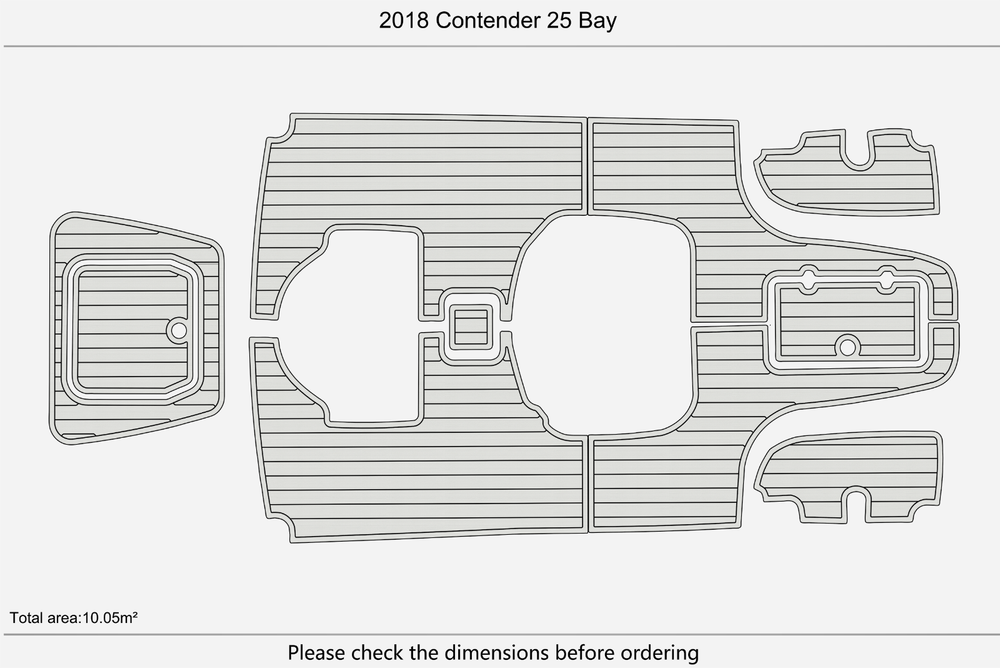 2018 Contender 25 Bay Cockpit Swim Platform 1/4" 6mm EVA Teak Deck floor