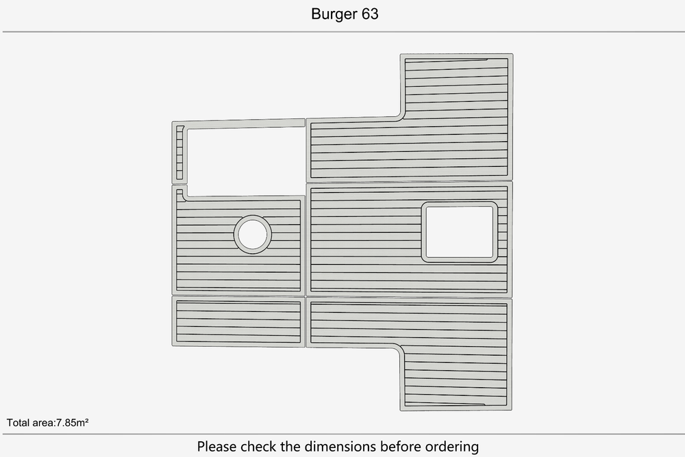 Burger 63 Cockpit 1/4" 6mm EVA Teak deck floor