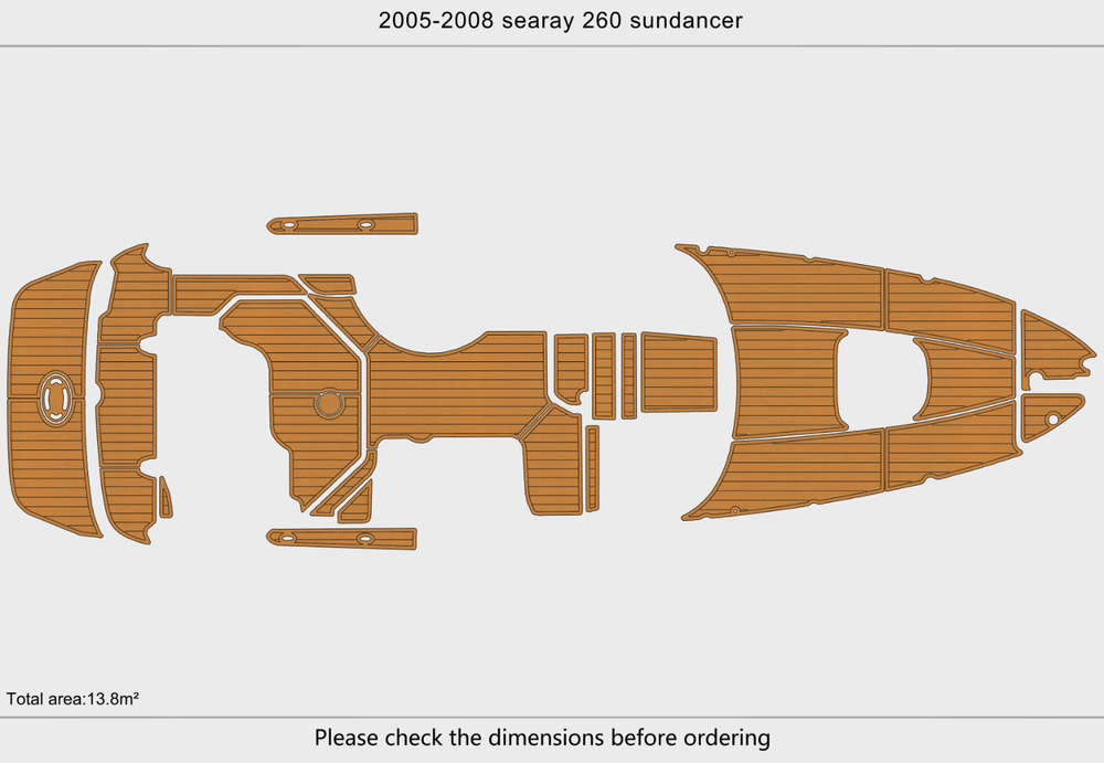 2005-2008 Sea Ray 260 Sundancer Cockpit Swim platform bow 1/4"6mm EVA foam floor