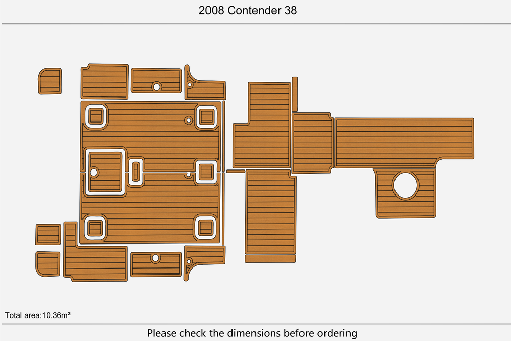 2008 Contender 38 Cockpit Swim Platform 1/4" 6mm EVA Teak Deck floor