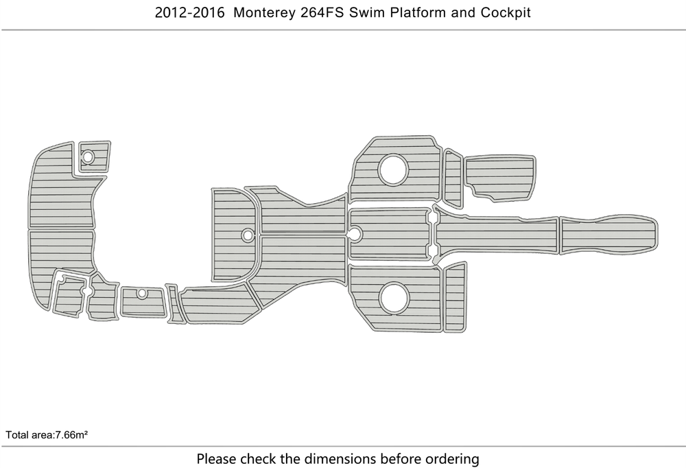 2012-2016 Monterey 264 FS BR Cockpit Swim platform 1/4"6mm EVA Foam faux floor