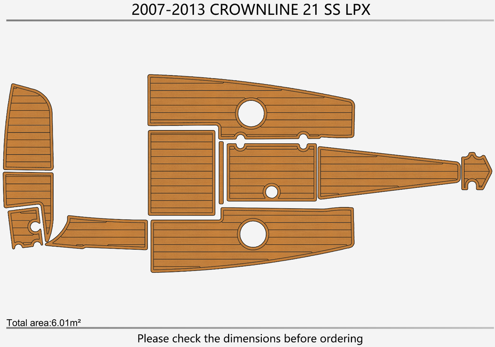 2007-2013 CROWNLINE 21 SS LPX Cockpit Swim platform Bow 1/4"6mm EVA foam floor