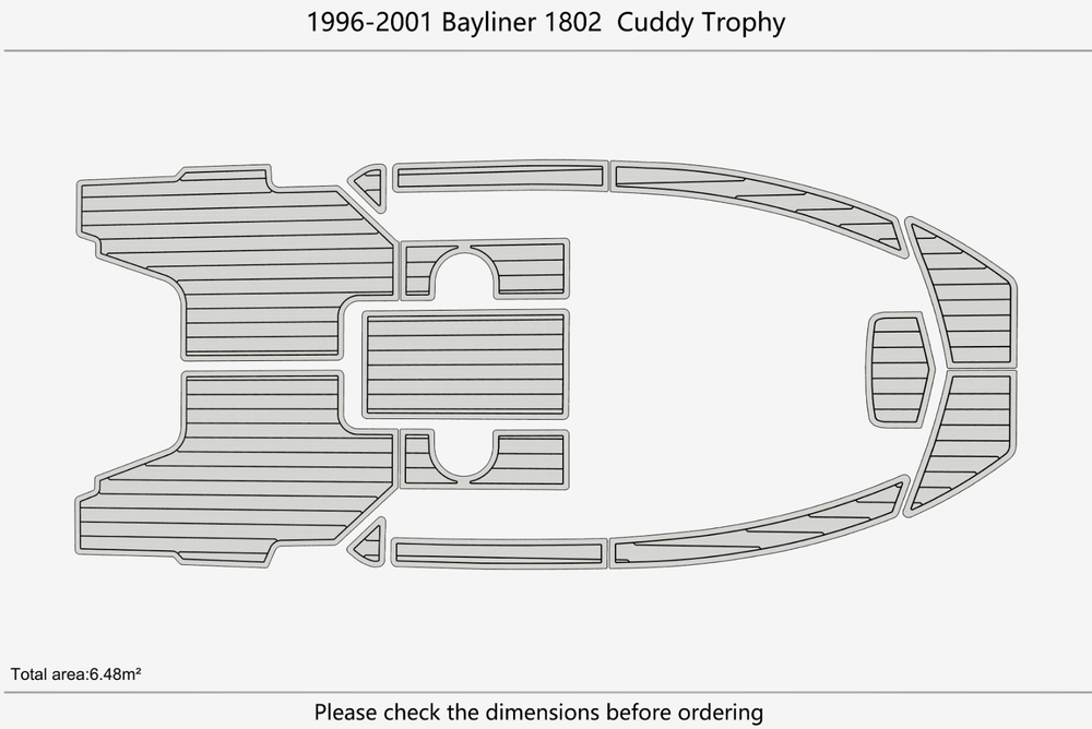 1996-2001 Bayliner 1802 Cuddy Trophy Cockpit Swim platform 1/4"6mm EVA mat floor