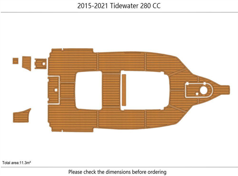 2015-2021 Tidewater 280 CC Cockpit 1/4"6mm EVA foam Faux teak marine mat floor