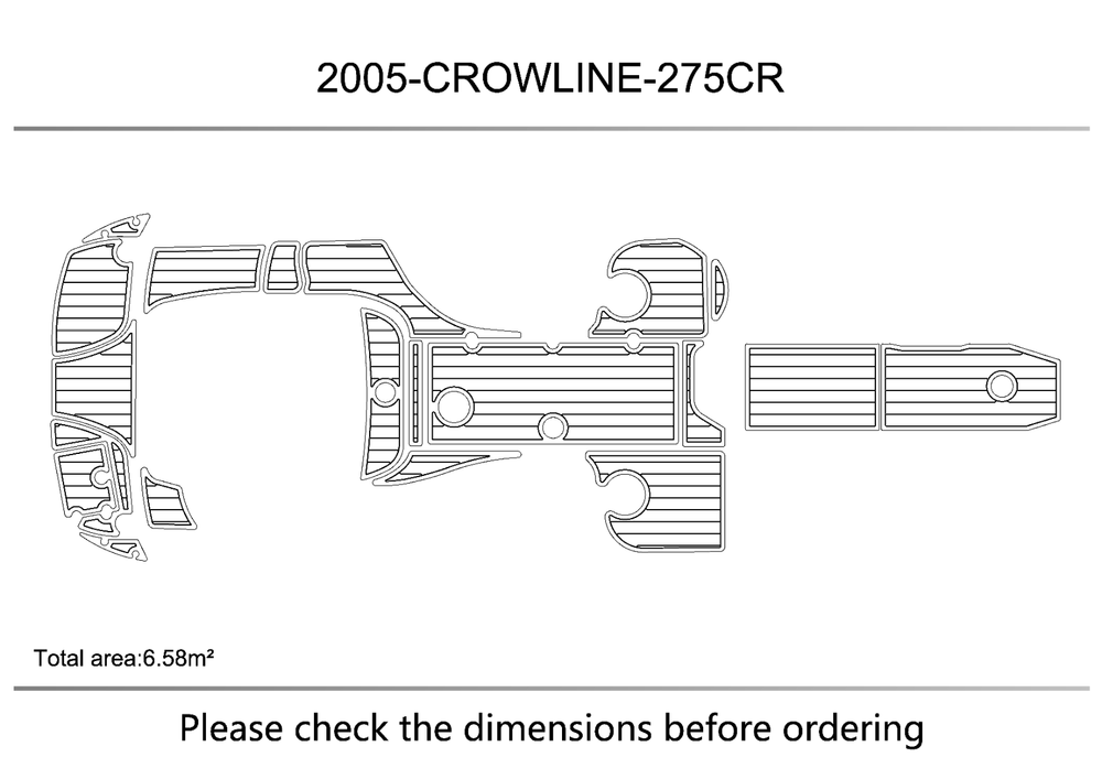 2005-CROWNLINE 275CR Cockpit swimming platform Pads 1/4" 6mm EVA Faux Teak Deck