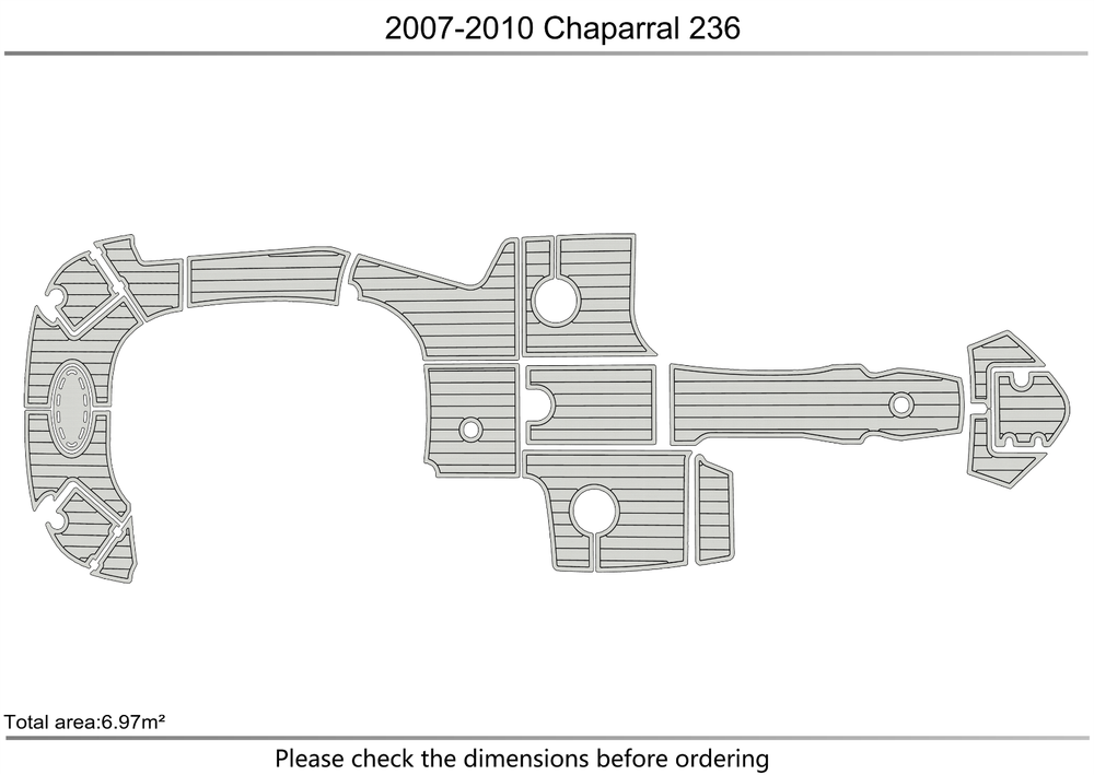 2007-2010 Chaparral 236 SSX DB Cockpit Swim platform 1/4"6mm EVA faux teak Floor