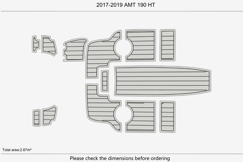2017-2019 AMT 190 HT Cockpit Swim platform 1/4" 6mm EVA Teak deck floor