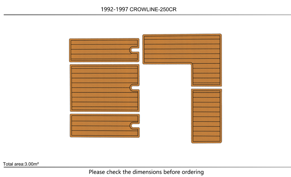 1992-1997 Crownline 250 CR Cockpit 1/4"6mm EVA foam faux mat floor