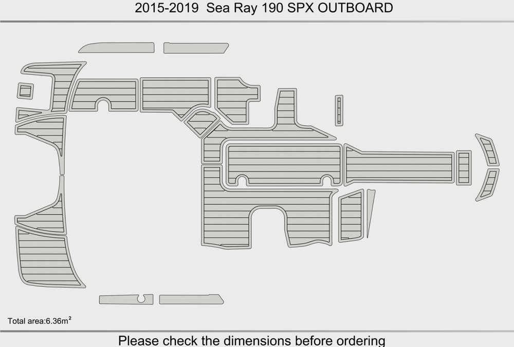 2015-2019 Sea Ray 190 SPX OUTBOARD Cockpit swimming platform 1/4" 6mm EVA Teak