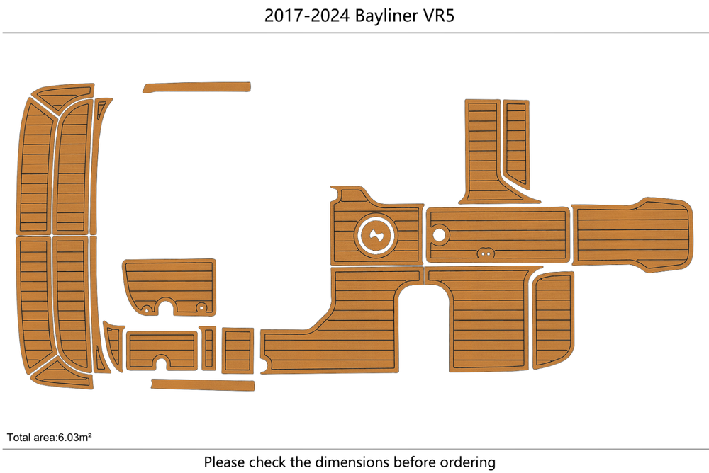 2017-2024 Bayliner VR5 Swim platform cockpit 1/4" 6mm EVA faux teak Floor