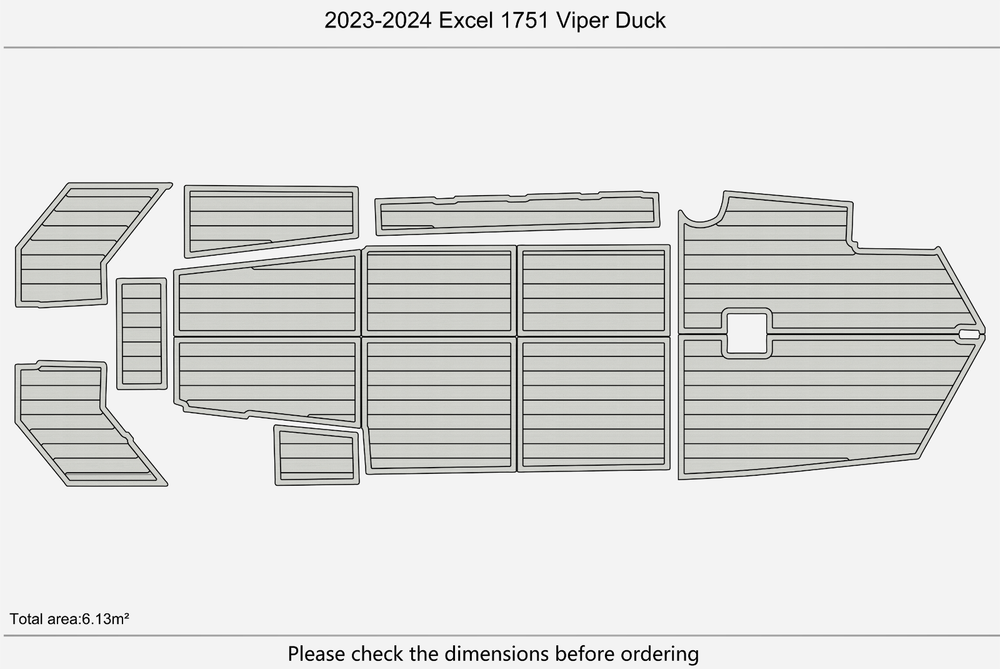 2023-2024 Excel 1751 Viper Cockpit Swim platform 1/4" 6mm EVA Teak Deck floor