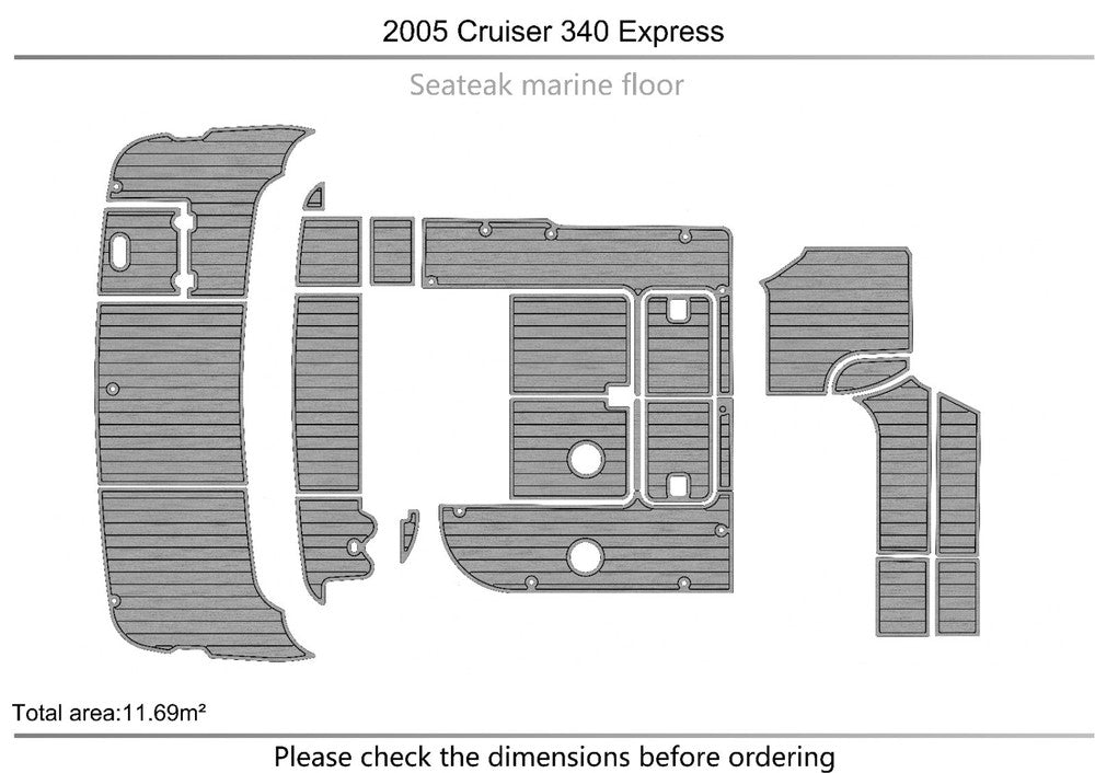 2005 Cruisers 340 Express Cockpit Swimming platform 1/4" 6mm EVA Faux teak