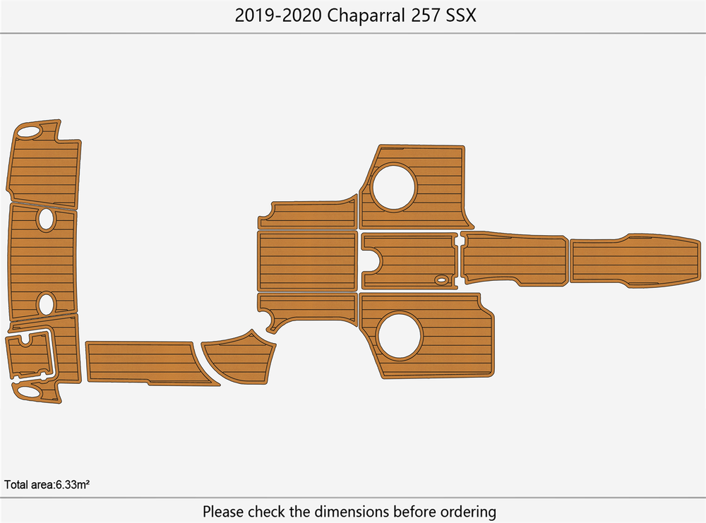 2019-2020 Chaparral 257 SSX Cockpit Swim platform Bow1/4"6mm EVA foam faux floor