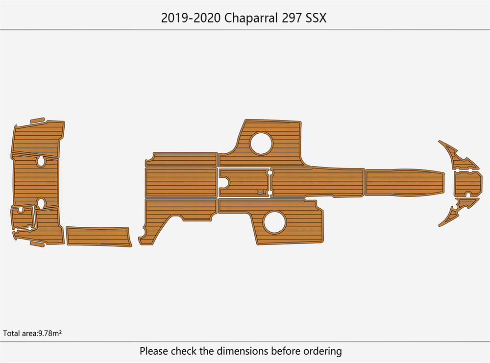 2019-2020 CHAPARRAL 297 SSX Cockpit Swim platform Bow1/4"6mm EVA foam faux floor