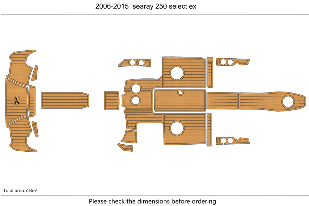 2006-2015 searay 250 SLX swim platform & cockpit 6mm EVA Foam fAUX TEAK floor