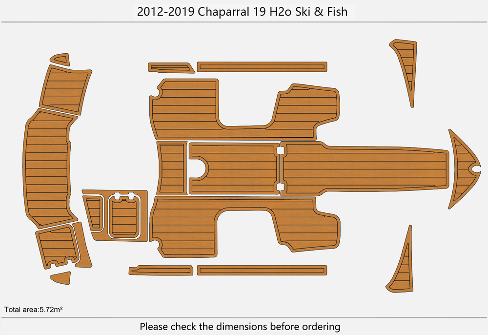 2012-2019 Chaparral 19 H20 Ski & Fish Anti-slip Custom EVA teak marine flooring