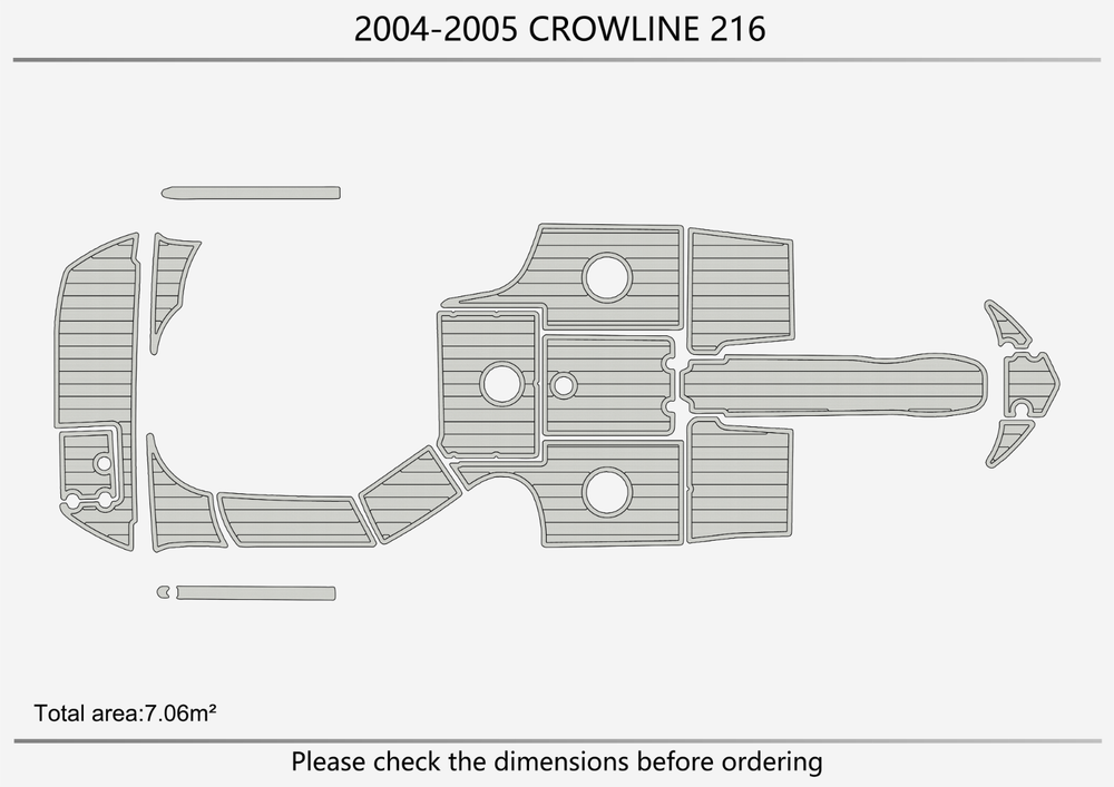 2004-2005 Crownline 216 Cockpit swim platform bow 1/4" 6mm EVA Teak deck floor