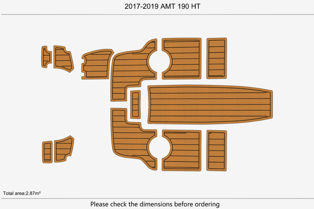 2017-2019 AMT 190 HT Cockpit Swim platform 1/4" 6mm EVA Teak deck floor