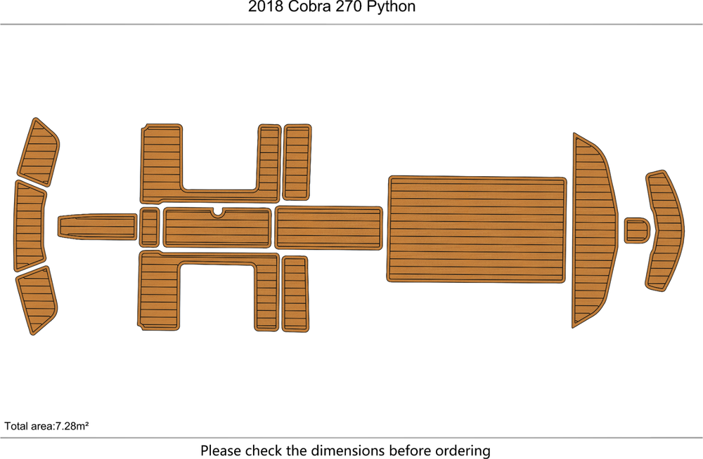 2018 Cobra 270 Pyth Cockpit Swim Platform bow 1/4" 6mm EVA Teak Deck faux floor