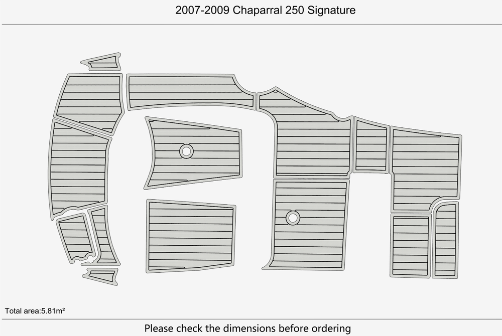 2007-2009 Chaparral 250 Signature Cockpit Swim platform 1/4"6mm EVA Foam floor