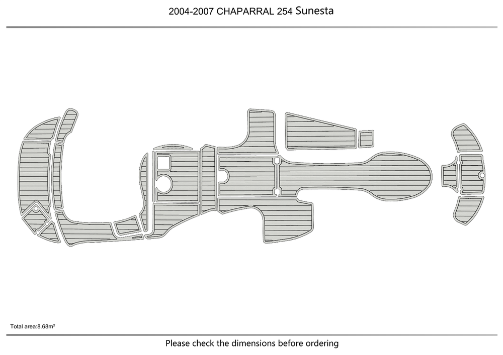 2004-2007 CHAPARRAL 254 Sunesta Cockpit Swim platform bow 1/4"6mm EVA foam floor