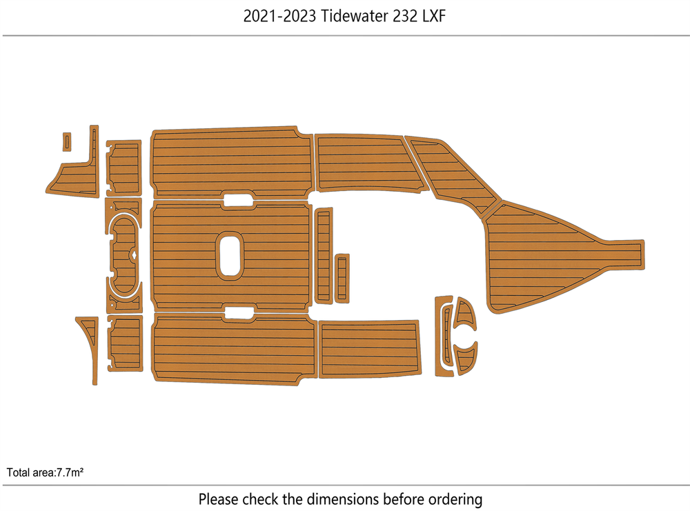 2021-2023 Tidewater 232 LXF Cockpit 1/4"6mm EVA foam Faux teak marine mat floor
