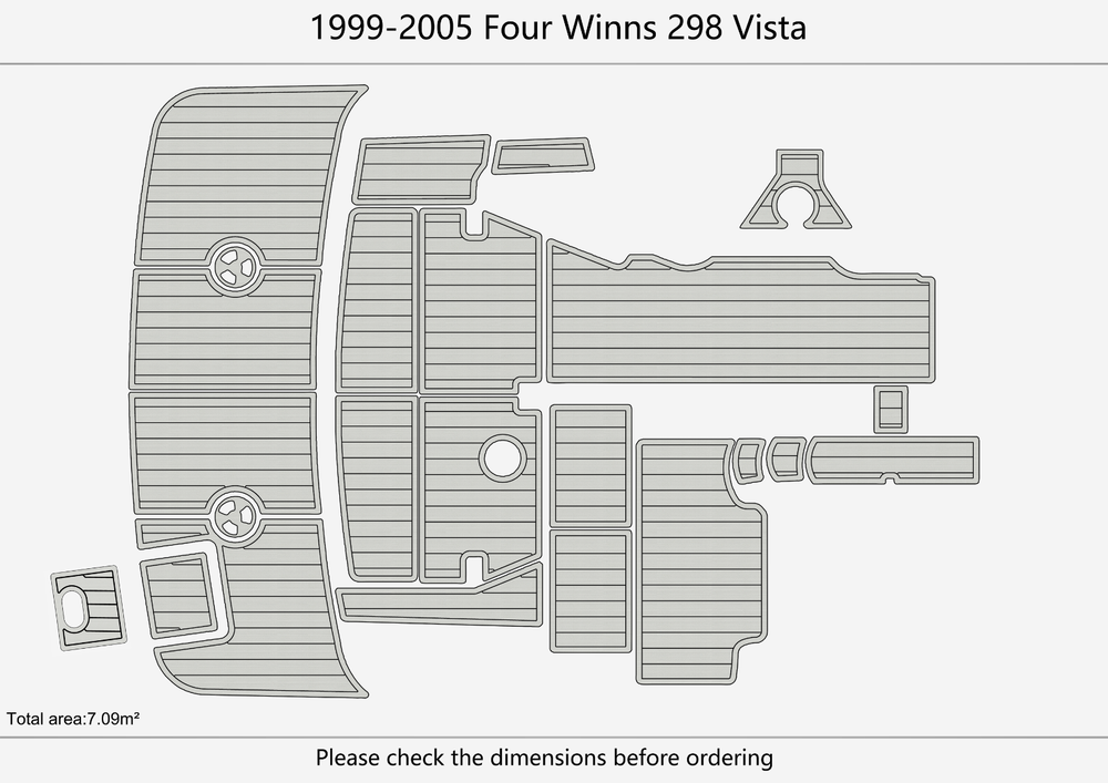 1999-2005 Four Winns 298 Vista Cockpit Swim platform 1/4"6mm EVA foam faux floor