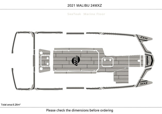 2021malibu 24mxz Cockpit 1/4" 6mm EVA Faux non-slip mat teak floor mat floor