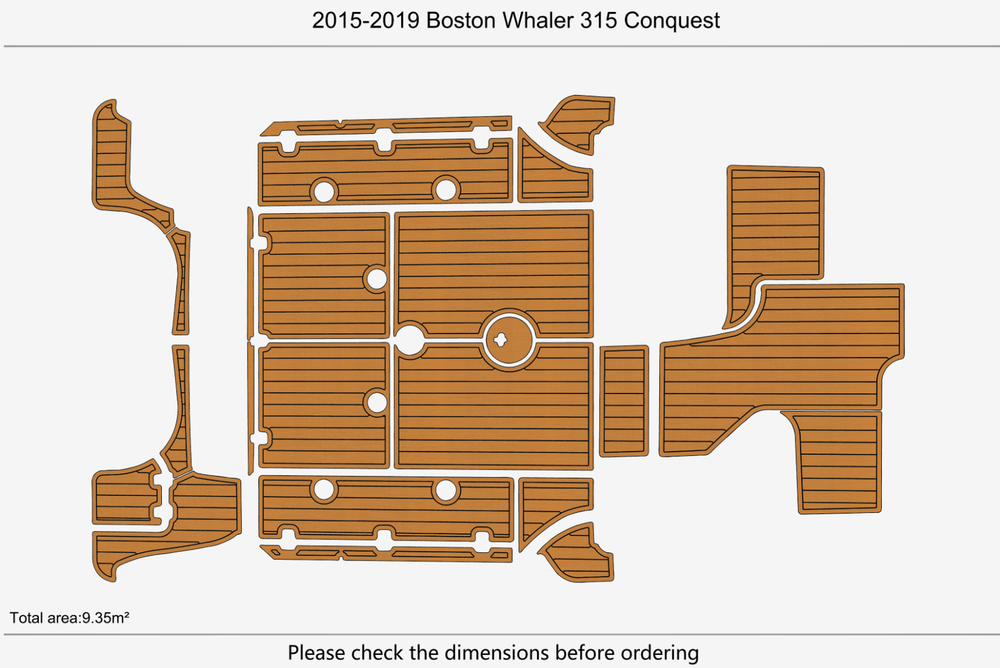 2015-2019 Boston Whaler 315 Conquest Cockpit Swim platform 1/4"6mm EVA mat floor