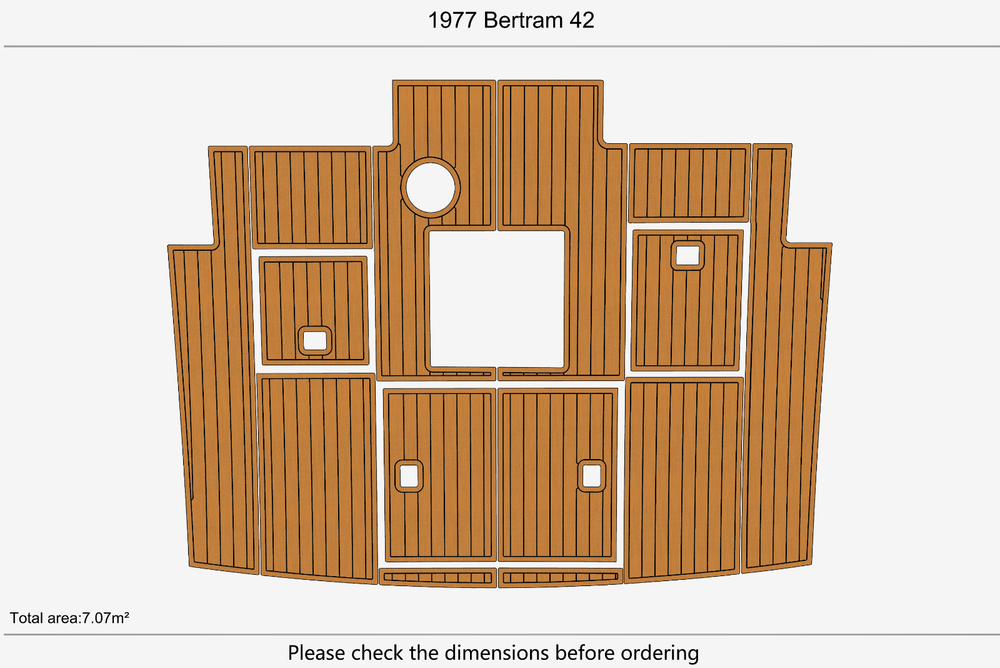 1977 Bertram 42 Caribe Cockpit 1/4" 6mm EVA Teak deck floor