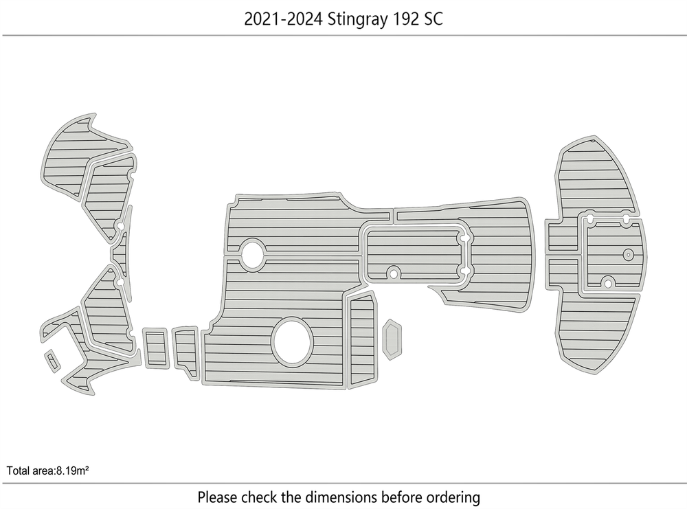 2021-2024 Stingray 192 SC Cockpit Swim platform bow 1/4"6mm EVA foam faux floor