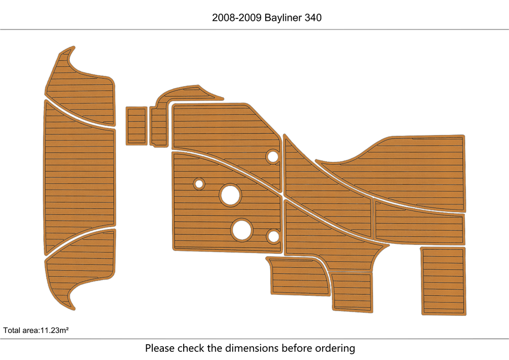 2008-2009 Bayliner 340 Cockpit Swim platform 1/4" 6mm EVA faux teak Floor