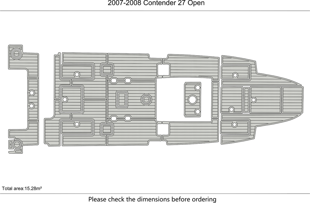 2007-2008 Contender 27 Open Cockpit Swim Platform 1/4" 6mm EVA Teak Deck floor
