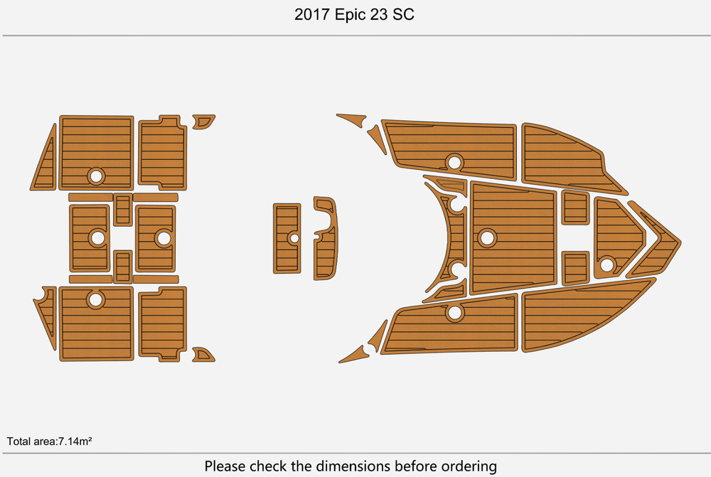 2017 Epic 23 SC Cockpit Swim platform 1/4" 6mm EVA Teak Deck floor