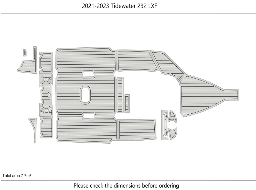 2021-2023 Tidewater 232 LXF Cockpit 1/4"6mm EVA foam Faux teak marine mat floor