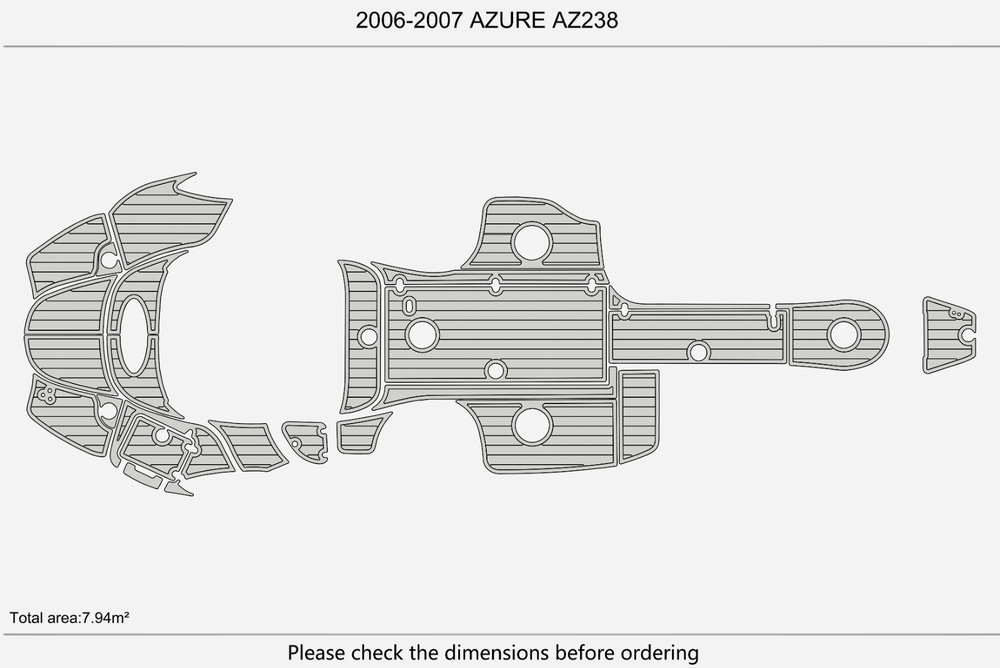 2006-2007 Azure AZ238 Cockpit Swim platform bow 1/4"6mm EVA foam floor