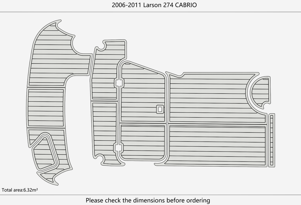 2006-2011 Larson CABRIO 274 Cockpit Swim platform Pads 1/4" 6mm EVA Faux Teak