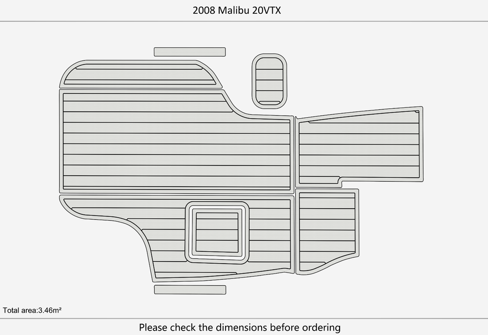 2008 Malibu 20 VTX Deck Anti-slip mat Custom EVA faux teak marine flooring