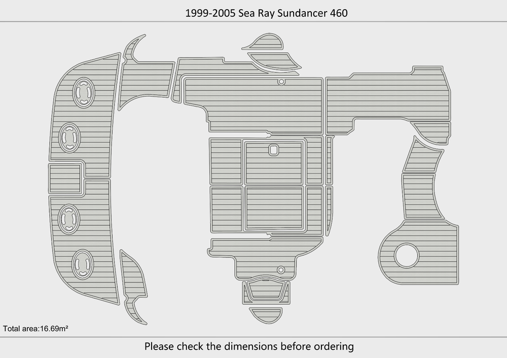 1999-2005 Sea Ray Sundancer 460 Cockpit Swim platform bow 1/4"6mm EVA foam floor