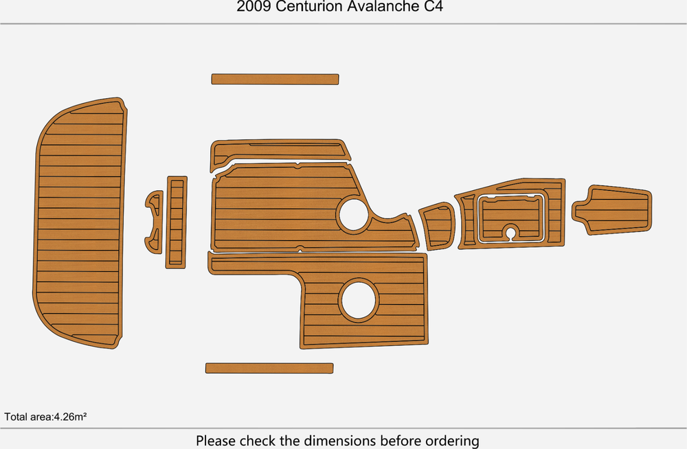2009 Centurion Avalanche C4 Anti-slip Custom EVA teak marine deck flooring