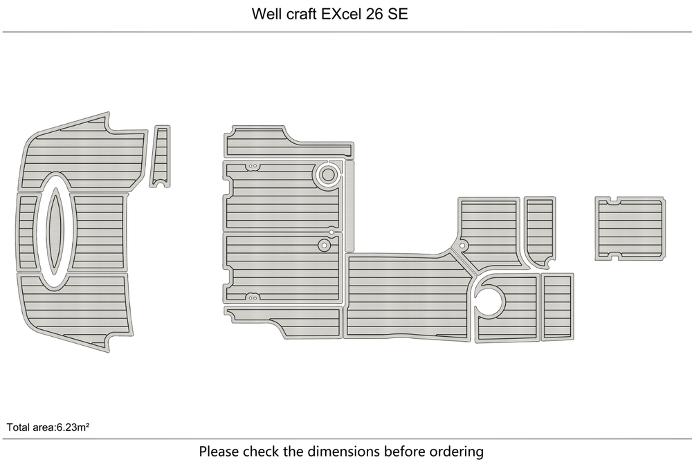 1994-1996 Wellcraft EXcel 26 SE Cockpit swim platform 6mm EVA Foam TEAK FLOOR