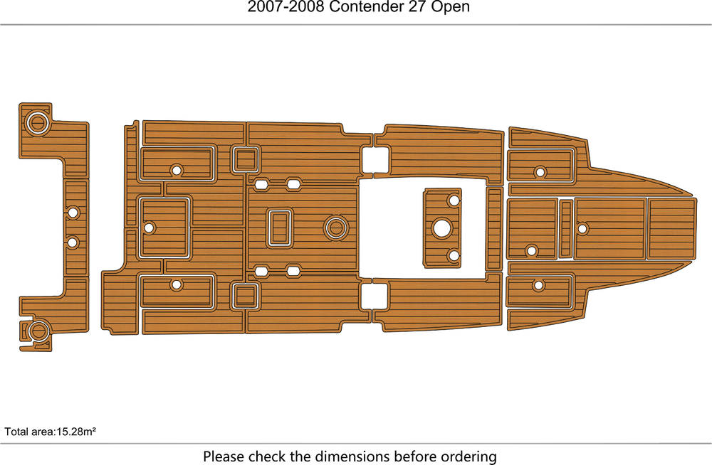 2007-2008 Contender 27 Open Cockpit Swim Platform 1/4" 6mm EVA Teak Deck floor
