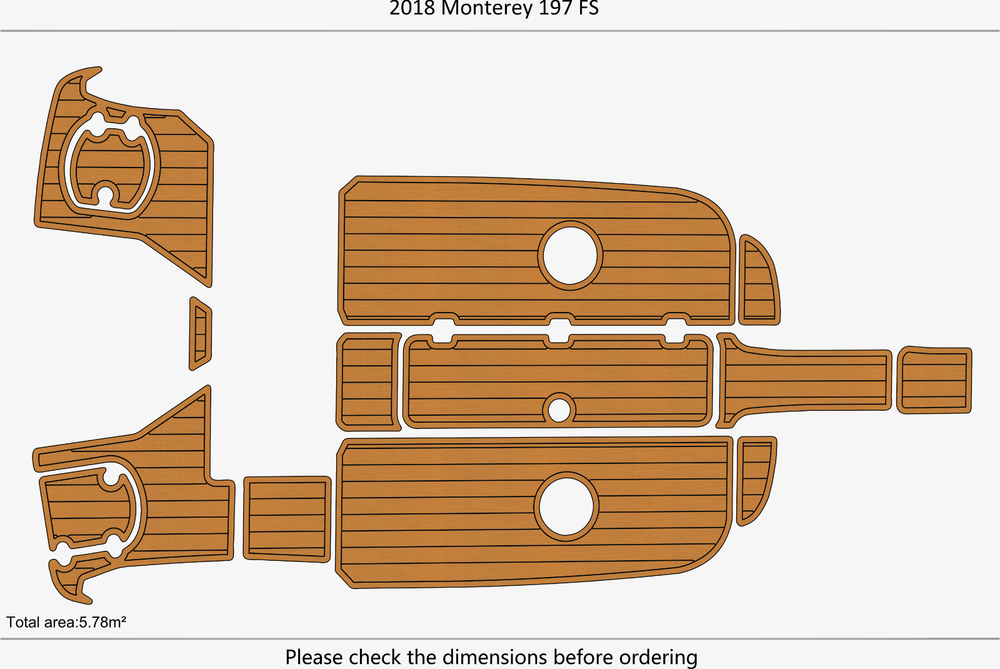 2018 Monterey 197 FS cockpit swim platform 1/4" 6mm EVA Foam Teak floor