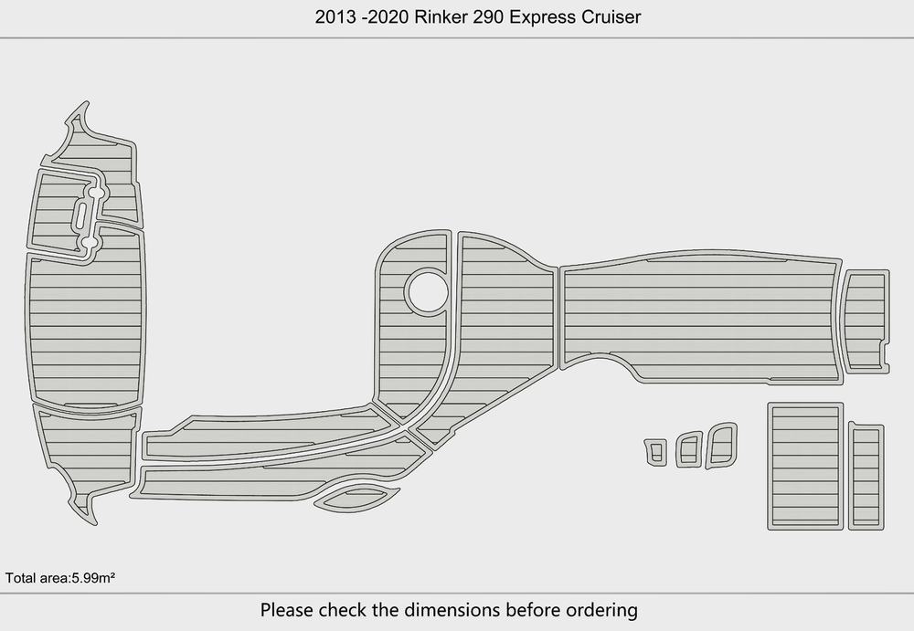 2013 -2020 Rinker 290 Express Cruiser Cockpit Swim platform 1/4"6mm EVA floor