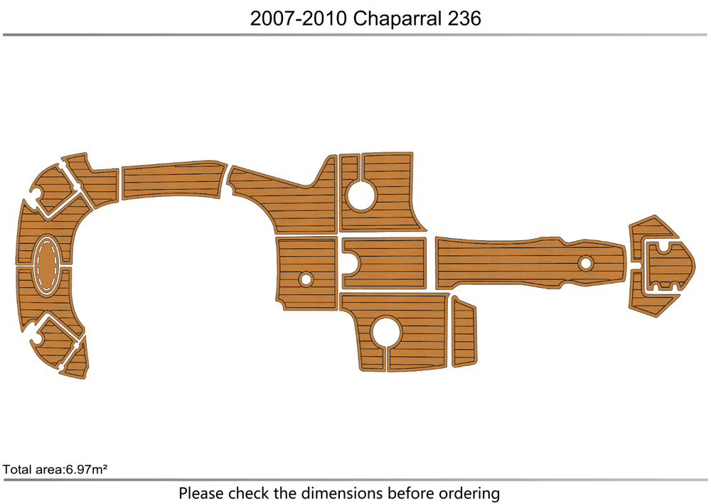 2007-2010 Chaparral 236 SSX DB Cockpit Swim platform 1/4"6mm EVA faux teak Floor