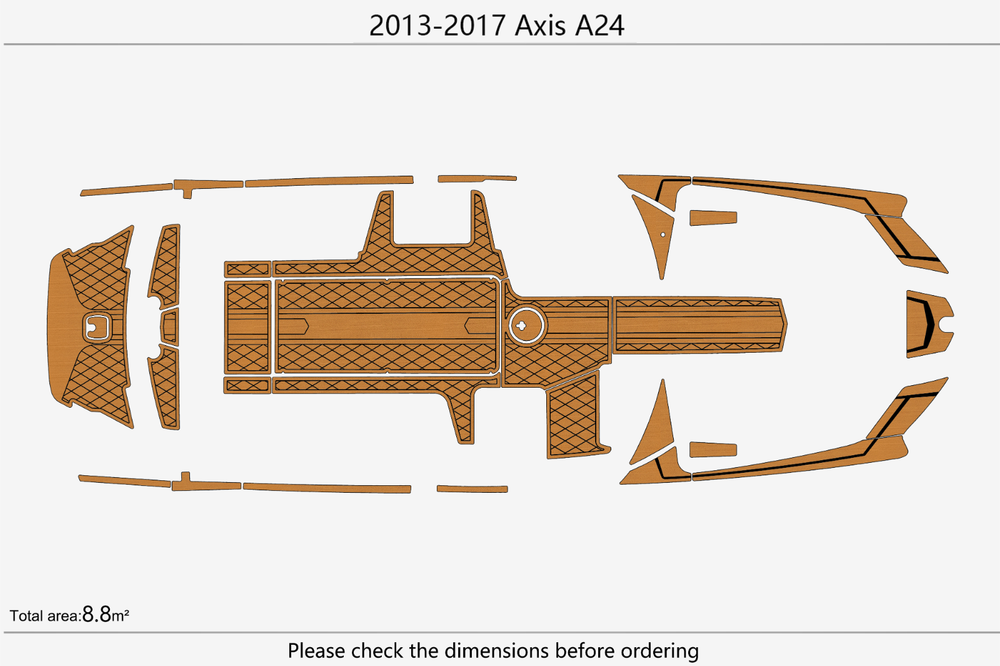2013-2017 Axis A24 Cockpit Swimming platform 1/4" 6mm EVA Faux Teak Decking