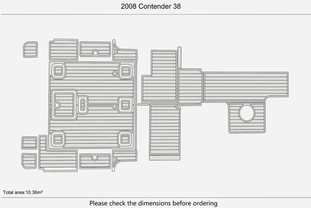 2008 Contender 38 Cockpit Swim Platform 1/4" 6mm EVA Teak Deck floor