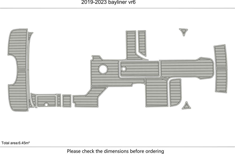 2019-2023 Bayliner vr6 Cockpit Swim platform 1/4" 6mm EVA faux teak mat Floor