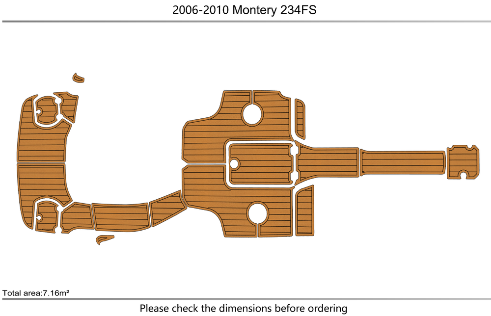 2006-2010 Montery 234 FS Cockpit Swim platform bow 1/4"6mm EVA Foam faux floor